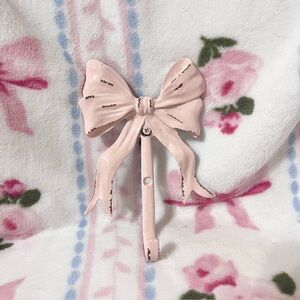 Coquette Iron Pink Bow Wall Hook